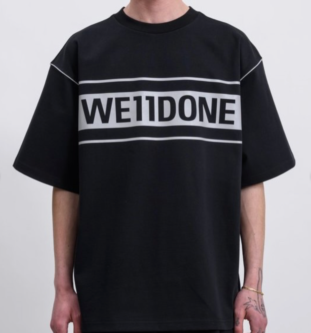 WE11DONE Black Reflective Logo T-Shirt