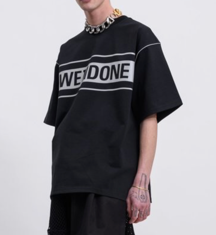 WE11DONE Black Reflective Logo T-Shirt