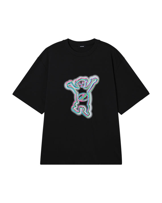 WE11DONE Black Colorful Teddy Print T-shirt