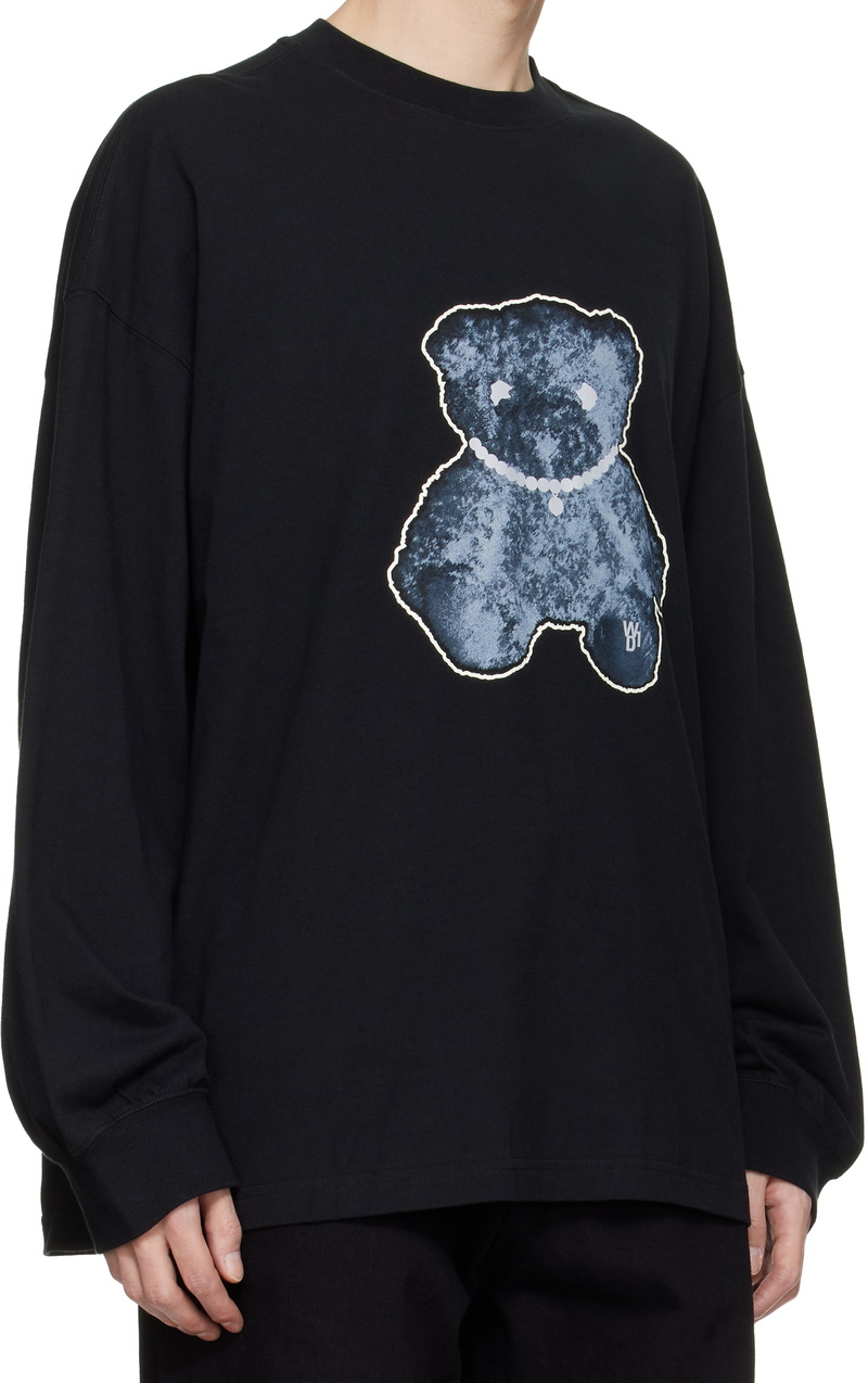 We11done 3M Black Pearl Necklace Teddy Long Sleeve T-shirt