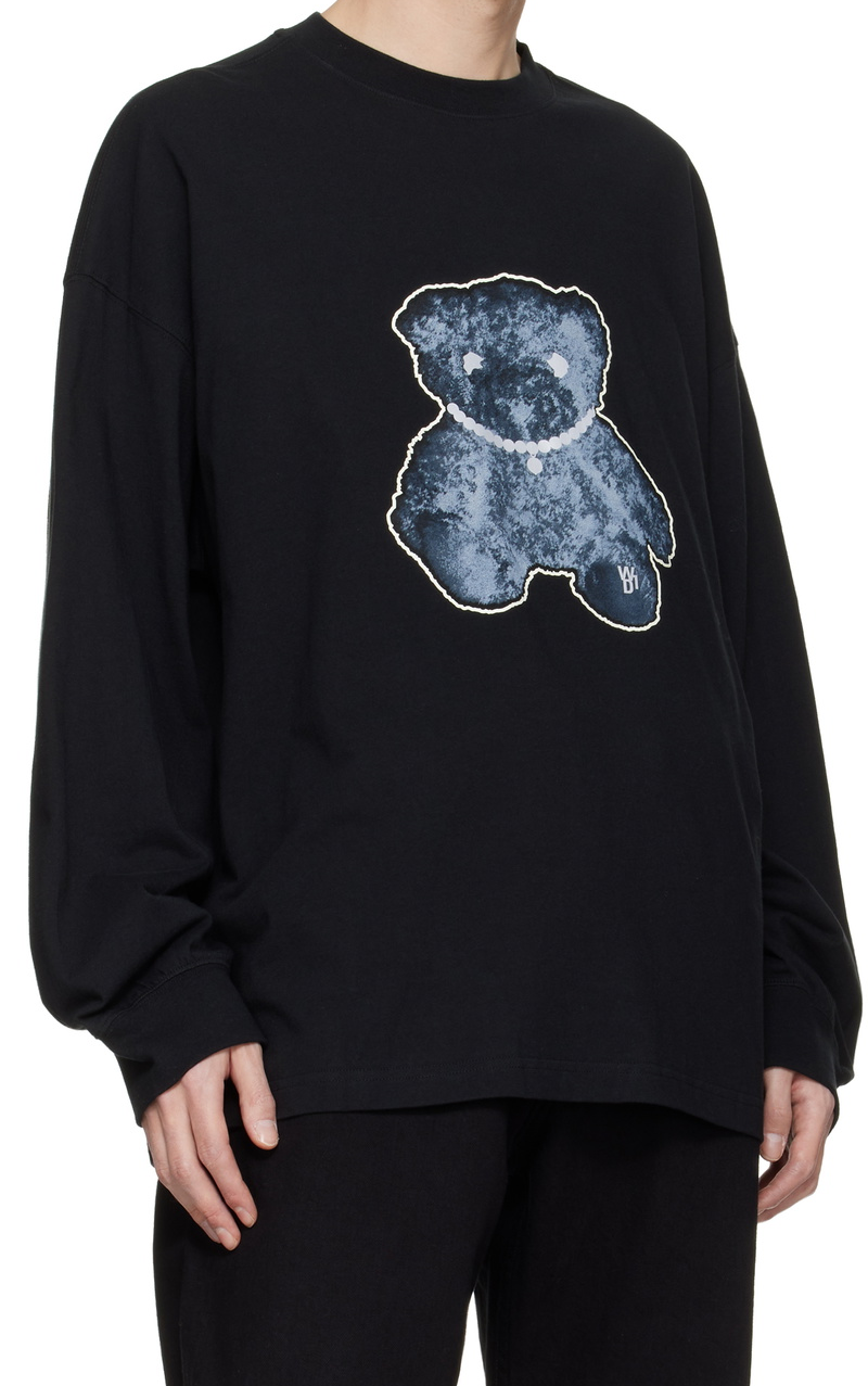 We11done 3M Black Pearl Necklace Teddy Long Sleeve T-shirt