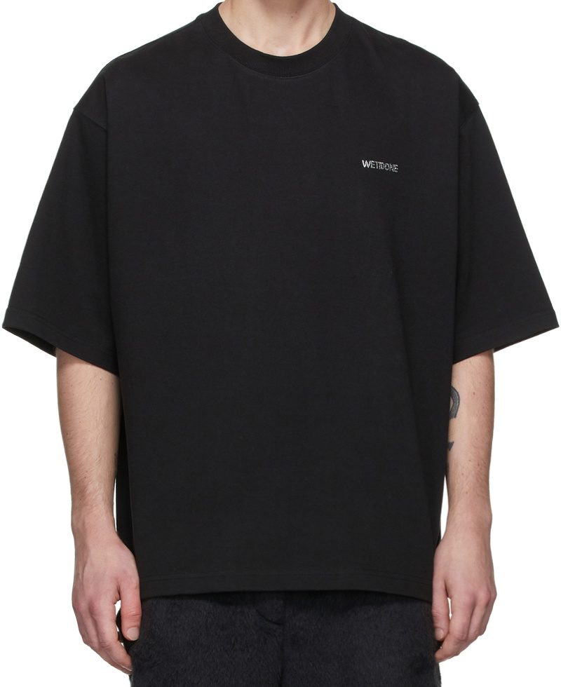 We11done Black Crystal-cut logo T-Shirt