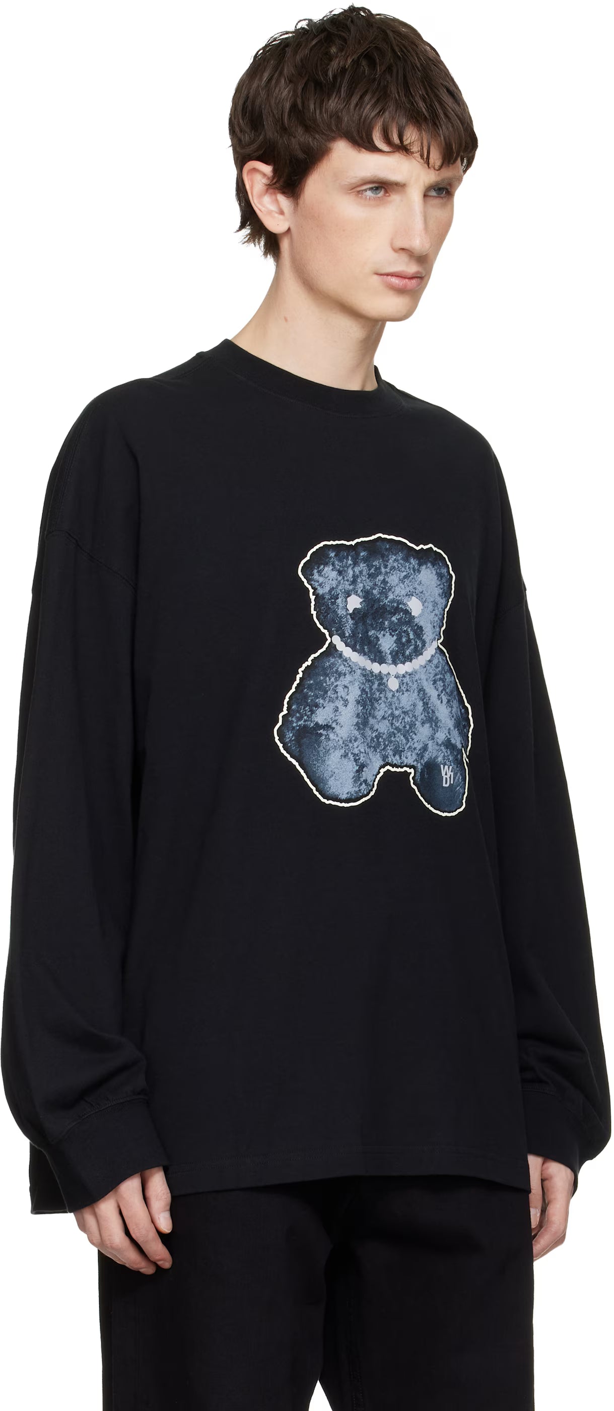 WE11DONE Pearl Necklace Teddy Long Sleeve T-shirt