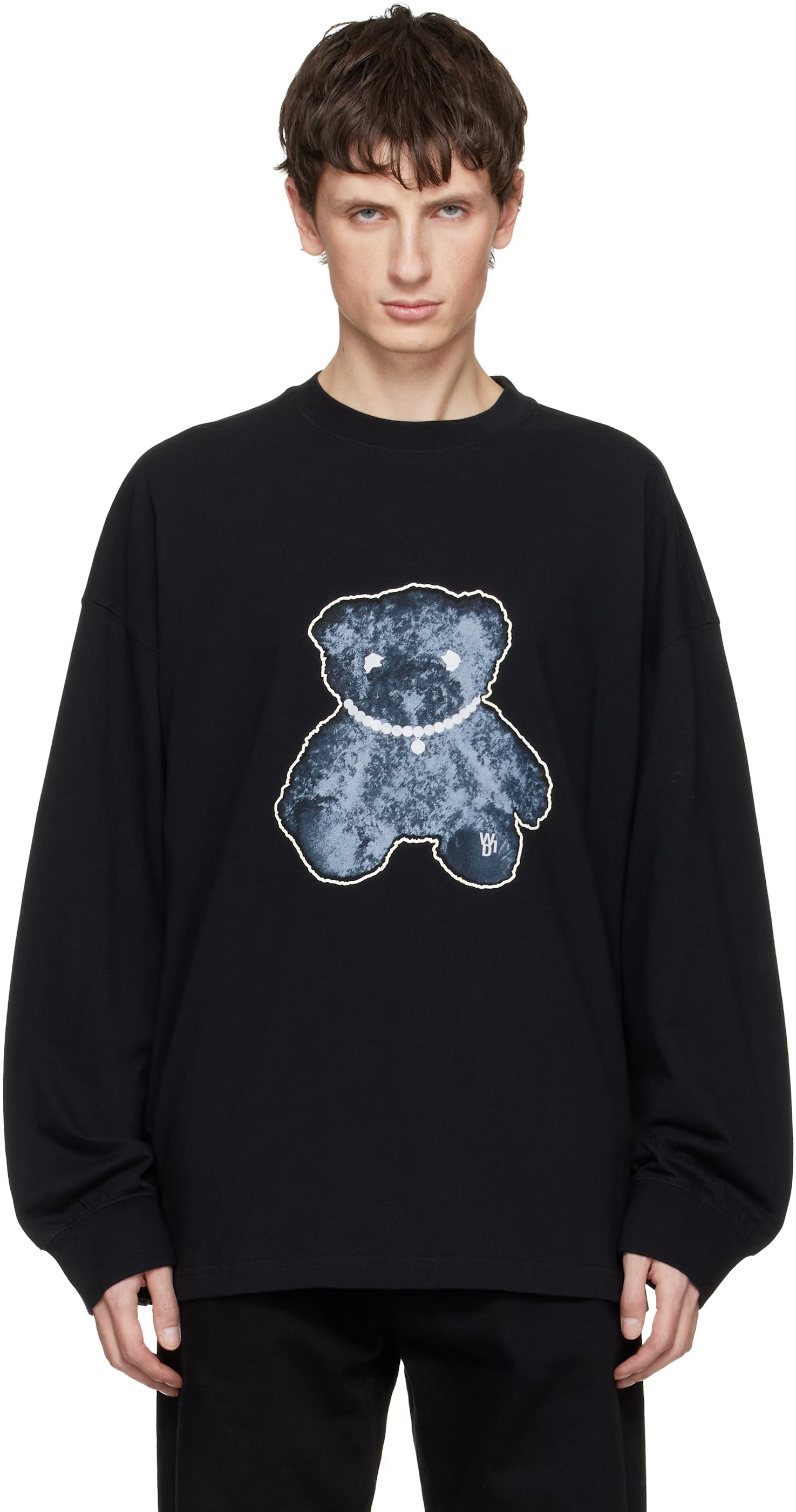 WE11DONE Pearl Necklace Teddy Long Sleeve T-shirt